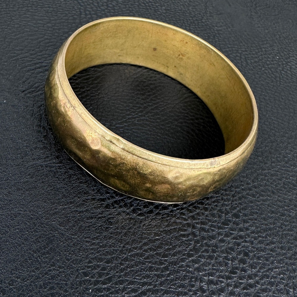 Hammered Brass‎ Cuff Bangle 2.625" Diameter 1" Wide Vintage Textured